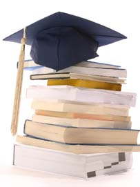 Books and graduation hat